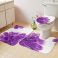 thumbnail image 2 of Purple Gold Bath Mat 3 Piece Bathroom Rug Set, Abstract Flower Ombre Aesthetics Paint Non Slip Bath Rug Contour Mat and Toilet Lid Cover, Absorbent Shower Mats Soft Bath Rugs and Mats Sets, 2 of 8