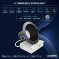 thumbnail image 7 of Luxrite 4" LED Recessed Ceiling Light J-Box 12W 5CCT 960 Lumens Dimmable Wet Rated IC Rated ETL Listed Black Trim, 7 of 7