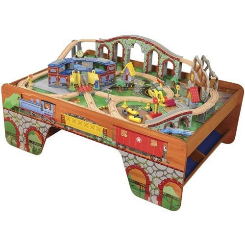 Constructive Playthings KDK-71 Wooden Train Table, Track and