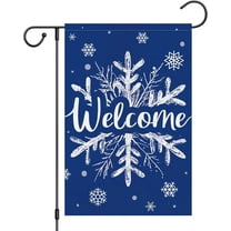 diyeu Christmas Winter Welcome Garden Flag 12x18 Inch Double Sided Burlap, Snowflake Yard Flags for Holiday Xmas Yard Outdoor Decoration(ONLY FLAG)