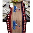 thumbnail image 1 of Chemin de Table à Carreaux Rouge Buffalo pour la Fête de l'Indépendance - Coton Lin - Long 108 Pouces, Charges de Voitures Bleues, Feux d'Artifice Drapeau USA, Napperons Rectangulaires en Bois Brun pour Cuisine, Café/salle à Manger, Chambre, Salon, Décor de Foulards, 1 of 8