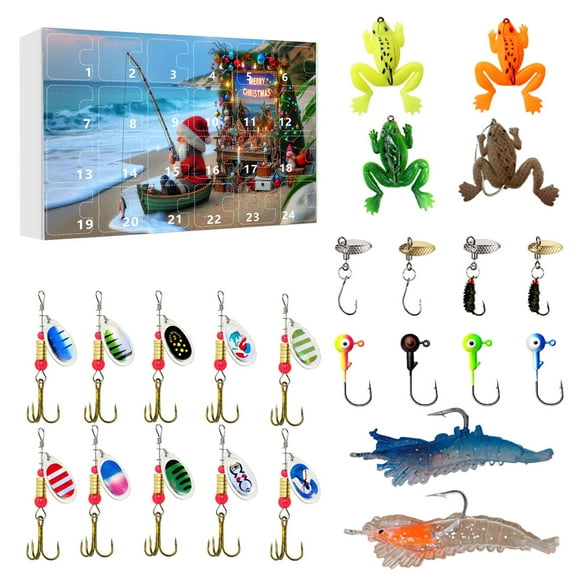 TechWave Easter 30 Second Timer Suction Cup Mini Clock Digital with Timer Fishing Advent Calendar 2024 Adult Men Teen Boys Fishing Advent Calendarfor Freshwater Saltwater Soft For Father Boyfriend