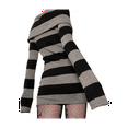 thumbnail image 4 of Women Gothic Dress Punk Witch Off Shoulder Striped Knit Dress Y2k Fairy Grunge Dress Halloween Dark Academia Clothes, 4 of 5