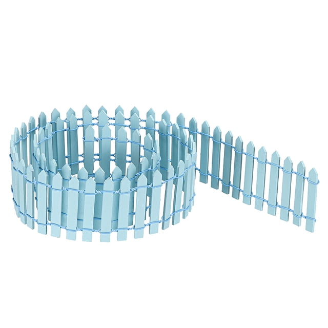 Unique Bargains Miniature Garden Fence, 35 Inch Long Picket Fence Mini Ornament, Light Blue