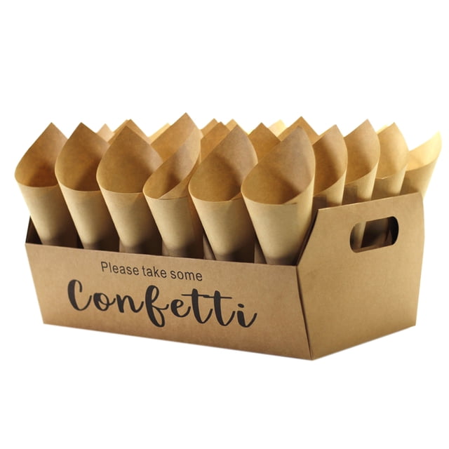 Bsvklp Con Caja Cono Confeti Papel Kraft Cinta Doble Cara Fácil Plegar Con Temática Vintage