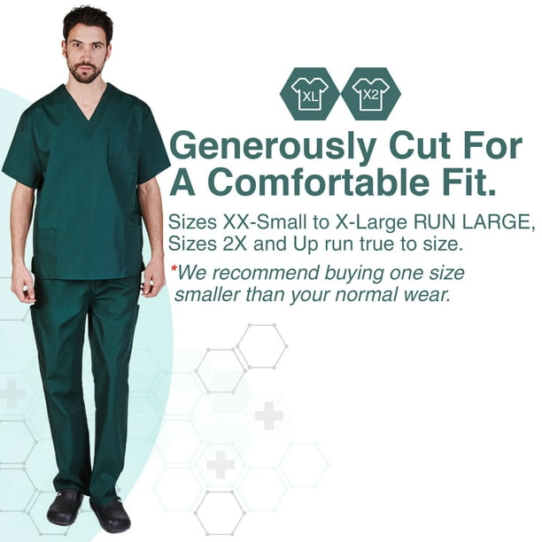 hunter green long formal dress Mandala Men's V-Neck 2-Pocket Scrub Top - Hunter Green