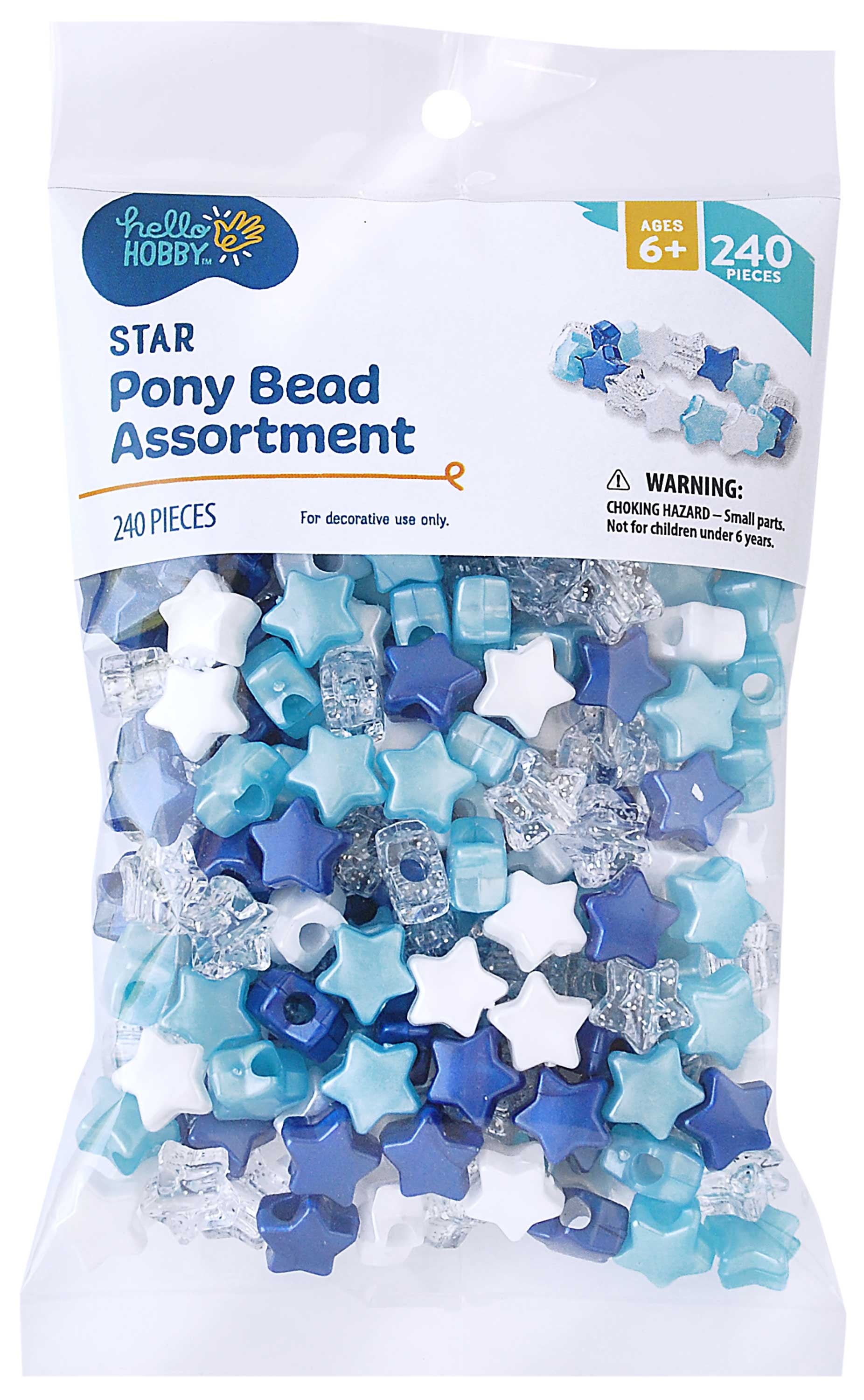 pack) Hello Hobby Shaped Bead Mix, Stars, 240 Pieces, Beads for
