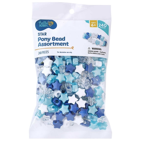 Hello Hobby Shaped Bead Mix, Stars, 240 Pieces, Beads for Jewelry Making and DIY Crafts