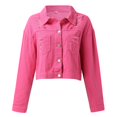 thumbnail image 6 of Denim Jacket for Women Ripped Tassel Lapel Button Down Long Sleeve Outerwear Casual Lightweight Fall Coat, 6 of 9