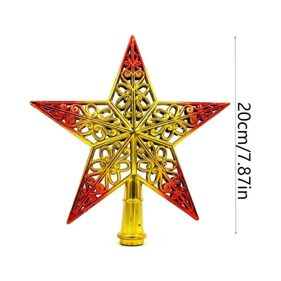 AZXY Christmas Tree Topper Star,Christmas Decorations for Tree Top Clearance,Xmas Topper for Tree,Gold Red Five-Pointed Star Xmas Tree Ornaments for Holiday Decor