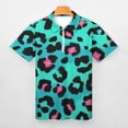 thumbnail image 3 of Blue Pink Leopard Skin Men Zipper T-shirt Summer Casual Short Sleeve T-shirt Top, 3 of 7