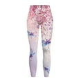 thumbnail image 5 of Renewold Dragonfly Peach Blossom Womens Yoga Pants with Pockets High Waisted Womens Leggings Fashion Exercise Yoga Leggings Lightweight Activewear Printed Ankle Leggings, XS, 5 of 8