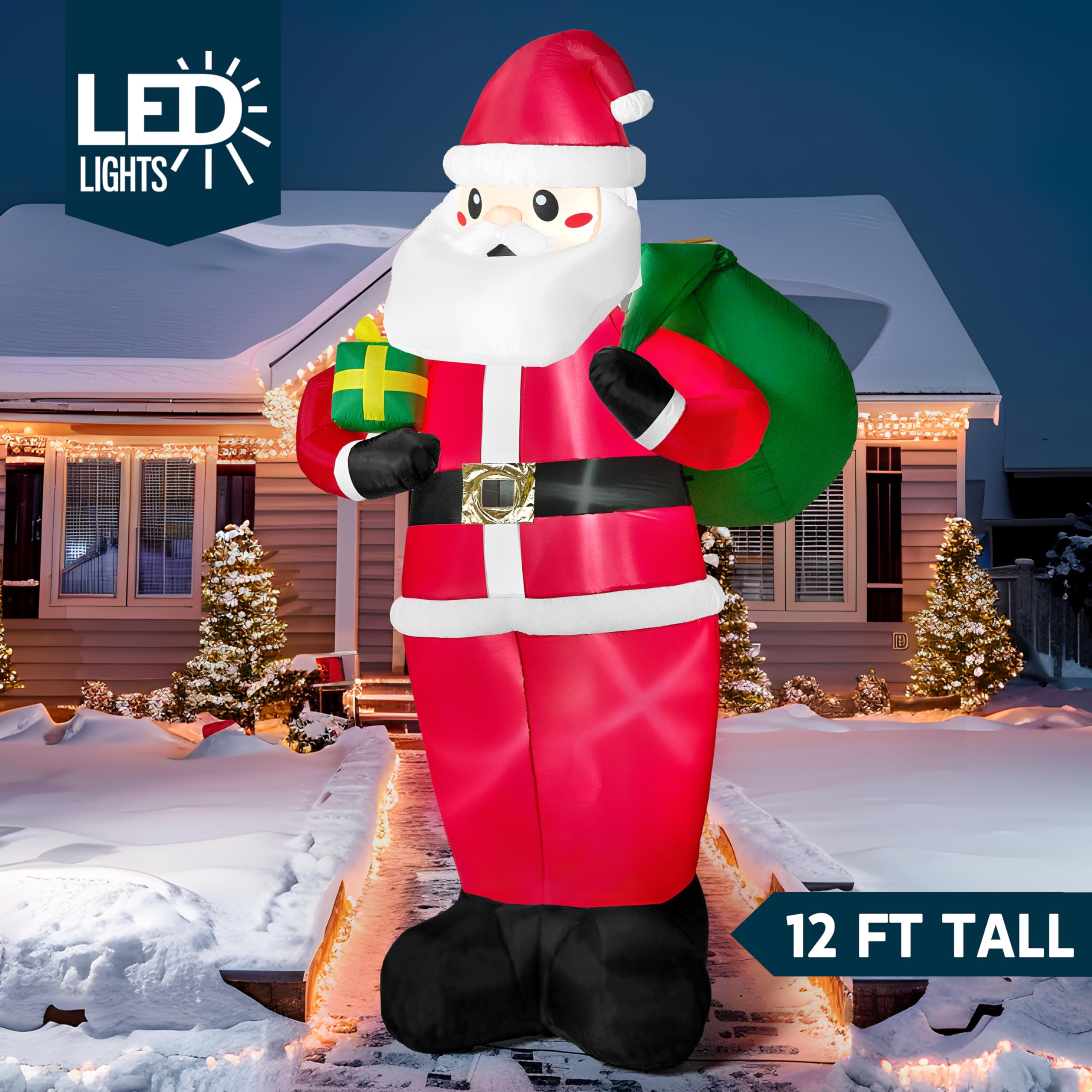 Joyfy 12 Ft Tall Giant Christmas Inflatable Santa with Gifts photo 2