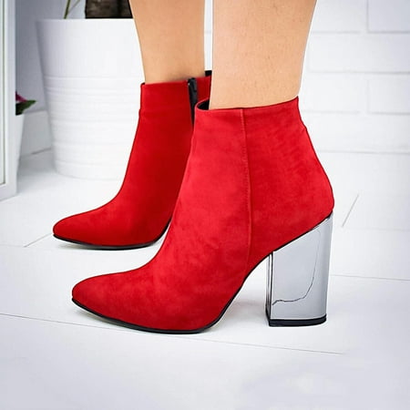 

Clearance Sales Online Deals Winter New Warm Women s Shoes Thick Heel Zipper Ankle Boots