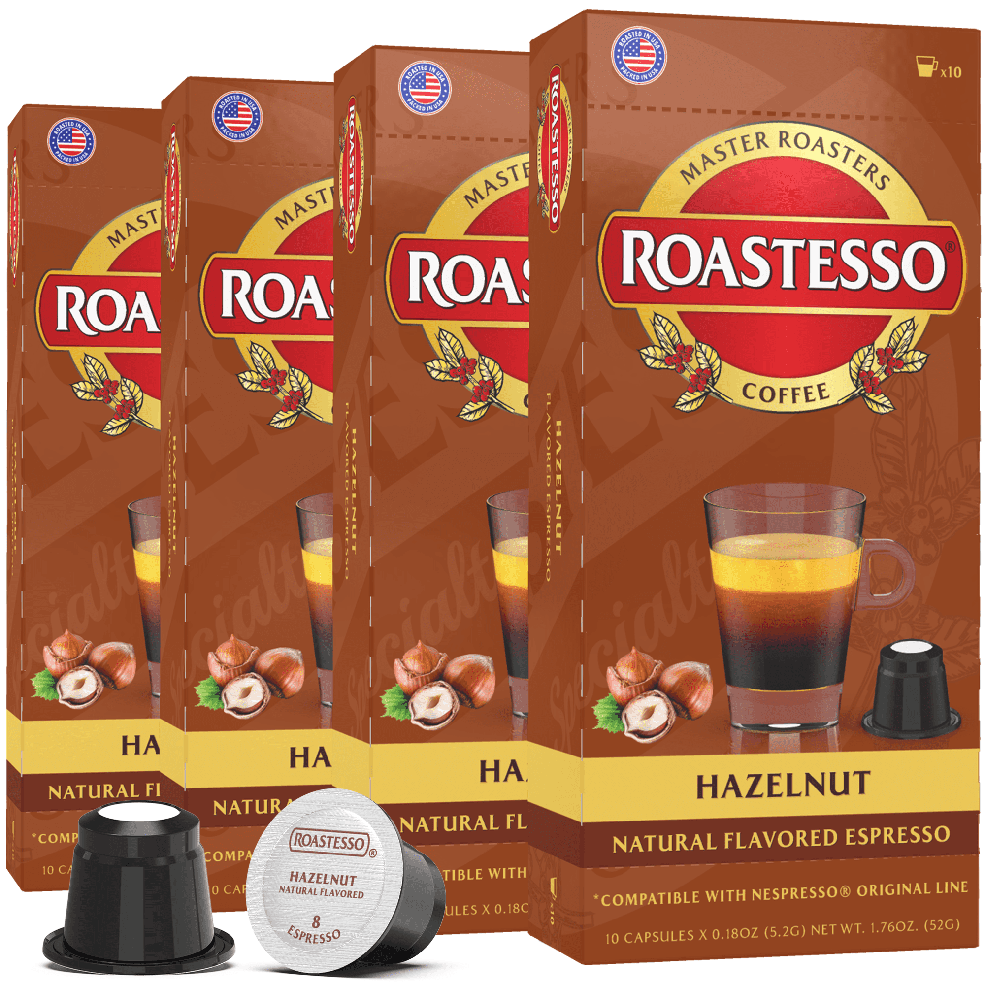 Roastesso Coffee Natural Hazelnut Nespresso Capsules OriginalLine Espresso Pods, Intensity 7 Count) - Walmart.com