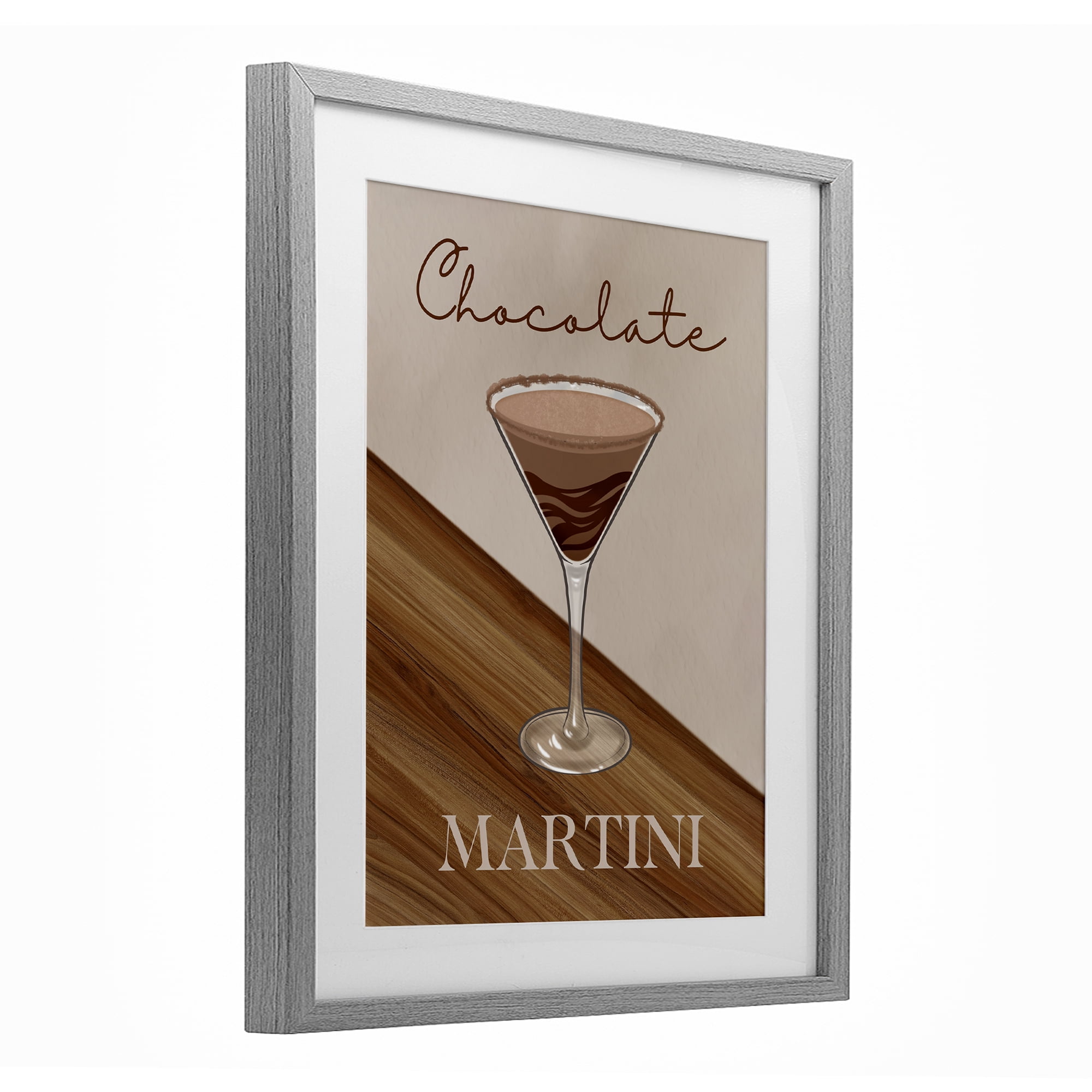 Stupell Industries Chocolate Martini on Brown Gray Framed Print Under Glass, design by Marcus Prime