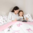 thumbnail image 5 of Manfei Pink Bowknot Ribbon 7 Pieces Full Size Bedding Sets,Dreamy Princess Bow Full Size Bed in a Bag,Pink Reversible, 5 of 7