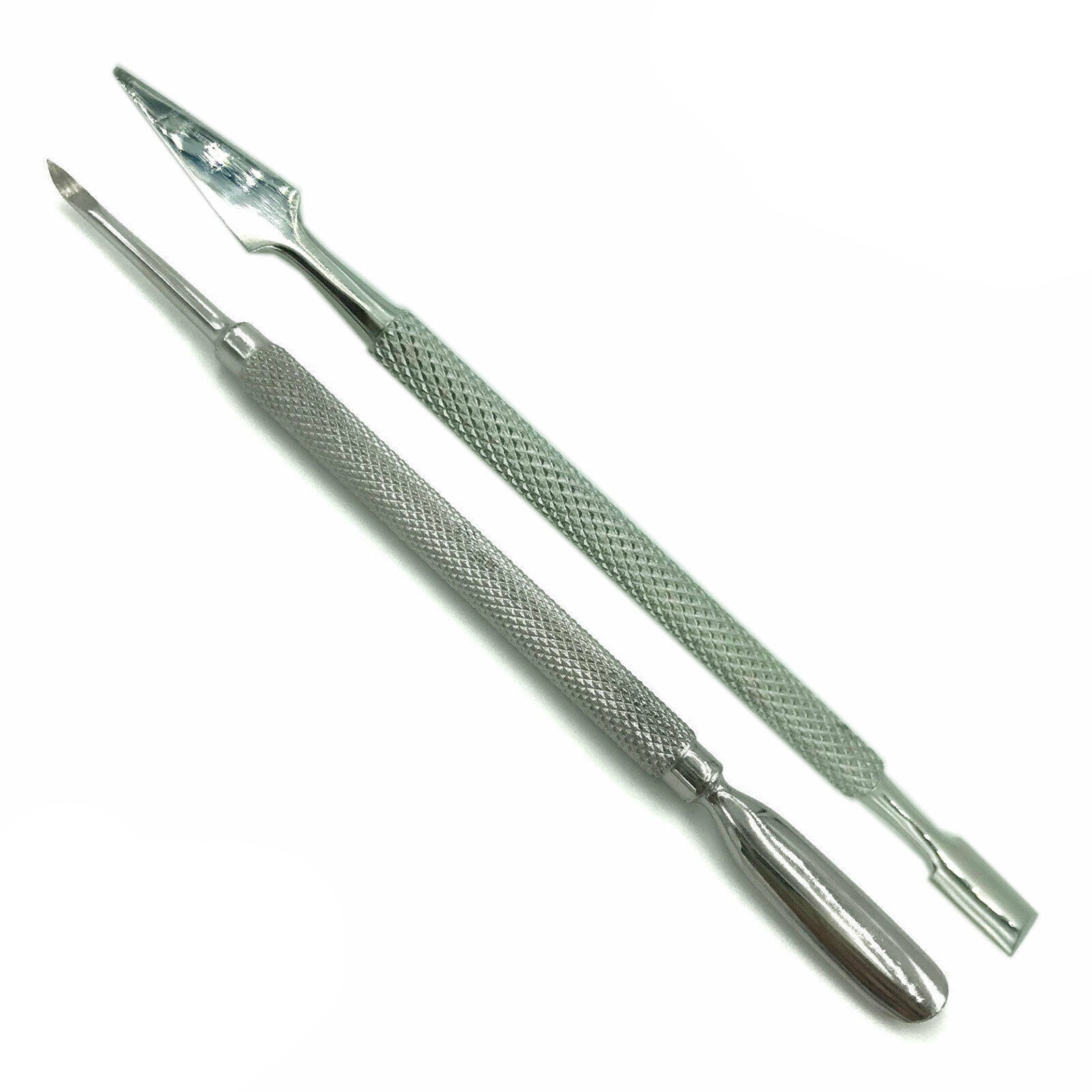 2 PC RUST FREE STAINLESS STEEL CUTICLE PUSHER CLEANER MANICURE NAIL CARE TOOLS