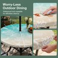 thumbnail image 5 of Round Outdoor Tablecloth with Umbrella Hole and Zipper, Teal Beige Ombre Coastal Tablecloth with Elastic Waterproof, Nautical Beach Starfish Coral Summer Patio Table Covers for 45" - 54" Pool Tables, 5 of 9