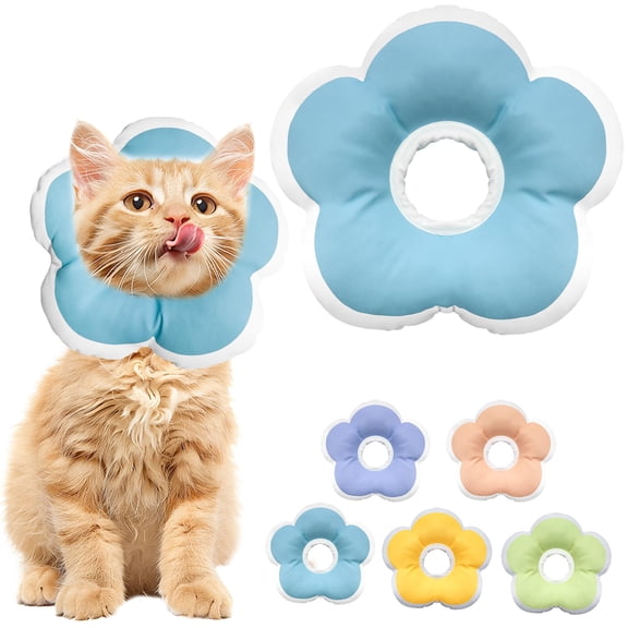 Minzimin 1Pack Cat Cone Collar Soft, Waterproof Cats Cones to Stop Licking After, Adjustable Soft Elizabeth Cats Collars , Flower Shape Cat Recovery Collar