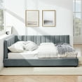 thumbnail image 2 of CoSoTower Full Size Upholstered Tufted Bed Frame, Sofa Bed Frame with Comfortable Backrest and Armrests, Full Size Bed for Bedroom, Living Room,Velvet-Gray, 81''*60''*29.5'', 2 of 9