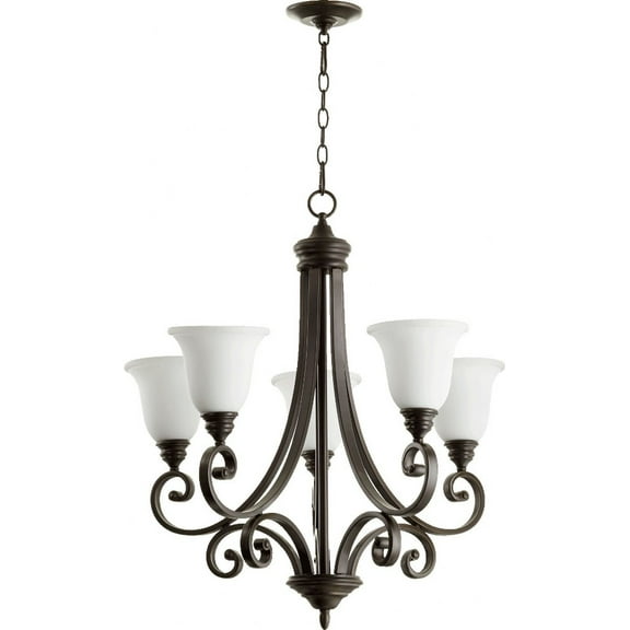 Quorum Lighting Bryant 5-Light Chandelier, 28 Width, 30 Height, Oiled Bronze Finish
