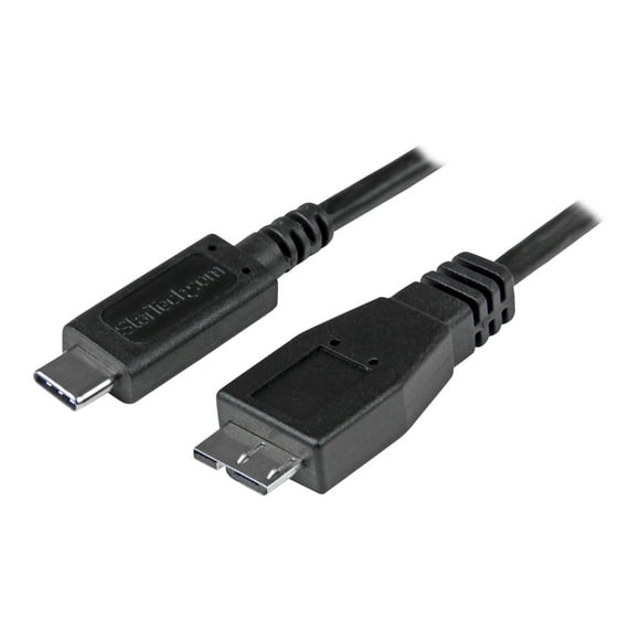 StarTech.com Micro-USB Micro USB USB3 USB C Câble vers 0.5M - Câble USB 3.1 Type C vers Micro USB Type B - Micro USB 3.1 vers USB-C - Compatible Thunderbolt 3 (1CUB50CM) - Câble USB-C 24 Broches (M) vers Type B (M) - USB 3.1 Gen 2 - 1,6 ft - Noir - pour P/N: HB31C2A1CGS, Hb31c2a
