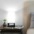 thumbnail image 3 of Brightech Maxwell Bedside Lamp Set with USB Port – Compact Table Lamp for Bedroom, Living Room - Modern Asian Nightstand Lamp with Wood Frame - LED Bulb, Soft Light - Black, 3 of 6