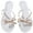 White, variant on Women Jelly flip Flop Bow Sandals-Beach Flat Rivets Rain Ankle Strap Thong Nude