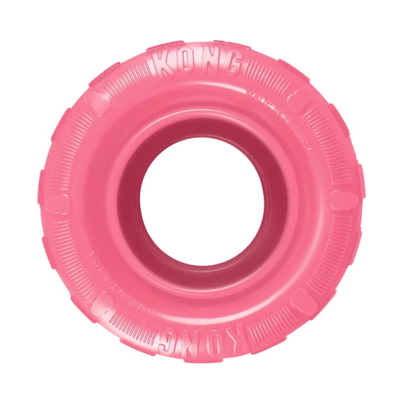 KONG® Puppy Tire Durable Dog Toy, Pink, Medium/Large for Beginner Chewers