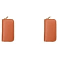 thumbnail image 1 of QualitChoice 1/2/3/5 Leather Key Case Card Holder for Zipper Purse Universal Holder Organizer Vintage Premium Multifunctional Unisex Purses Light Brown 2PCS, 1 of 6