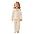 thumbnail image 5 of OJSFQUFP Girls Comfortable and Breathable Homewear Set Solid Color Long Sleeved Top Shorts Two Piece Set, 5 of 6
