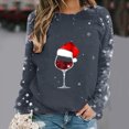 thumbnail image 2 of Blouses pour Femmes, Hauts de Noël pour Femmes, Mode Féminine de Noël Décontractée Imprimée Col Rond Manches Longues Chandail Blouse, 2 of 4