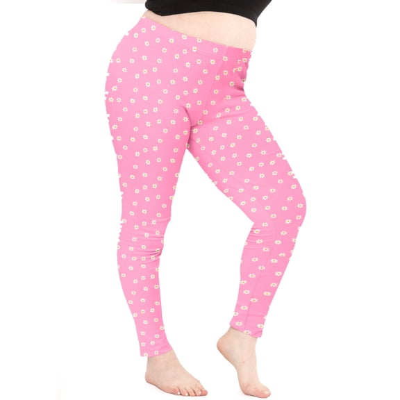 Stretch Is Comfort Women's Oh so Soft Leggings Pink Daisies 2X