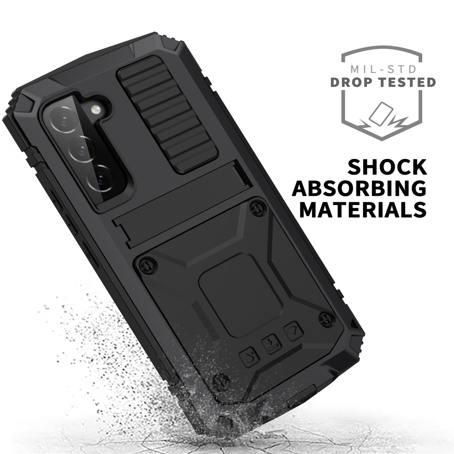for Samsung Galaxy S25 Plus Metal Case, with Kickstand Screen Protector Case Sturdy Military Armor Durable Full Body Heavy Duty Shockproof Drop Tested Outdoor Case for Galaxy S25 Plus - Black
