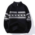thumbnail image 4 of Christmas Sweater for Men Long Sleeve Mock Quarter Zip Cable Knit Pullover Tops Black XL, 4 of 4