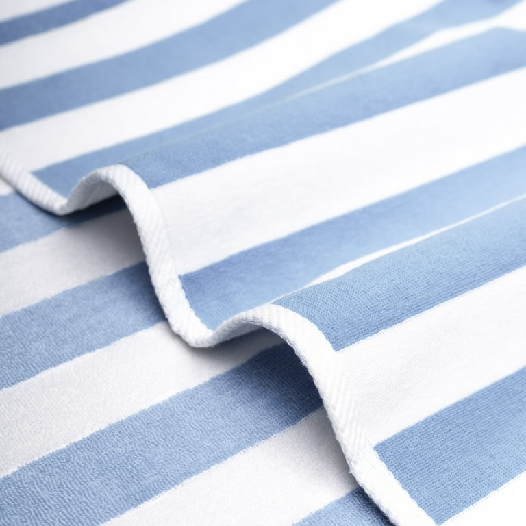 American Soft Linen Beach Towels, Cabana Striped 30x60 in., 100% Cotton, Pool Towel, Sky Blue