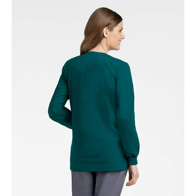 Landau Veste de Gommage Classique pour Femmes, Coupe Décontractée, Col Rond, 4 Poches