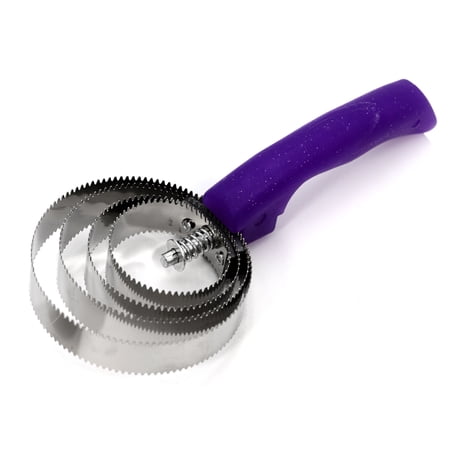 Jeffers Equine Sparkle Grip Reversible Curry Comb for Horses, Stainless Steel Spring Horse Grooming Comb for Shedding, Bathing & Coat Care, Dual Tooth Grooming Tool w/ Rotating Flexible Head - Purple