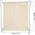 thumbnail image 2 of Cotton Drawstring Bags, Canvas Backpack Foldable Sports Gym Bags for Women Men Trip, Beige, 2 of 5