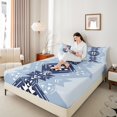 thumbnail image 4 of Manfei Ancient Aztec Theme Queen Sheet Sets,Blue Geometric Geometric Flat Sheet,Boho bohemian Flower Queen Fitted Sheet,Microfiber Bedroom Decorative,4 Pieces, 4 of 7