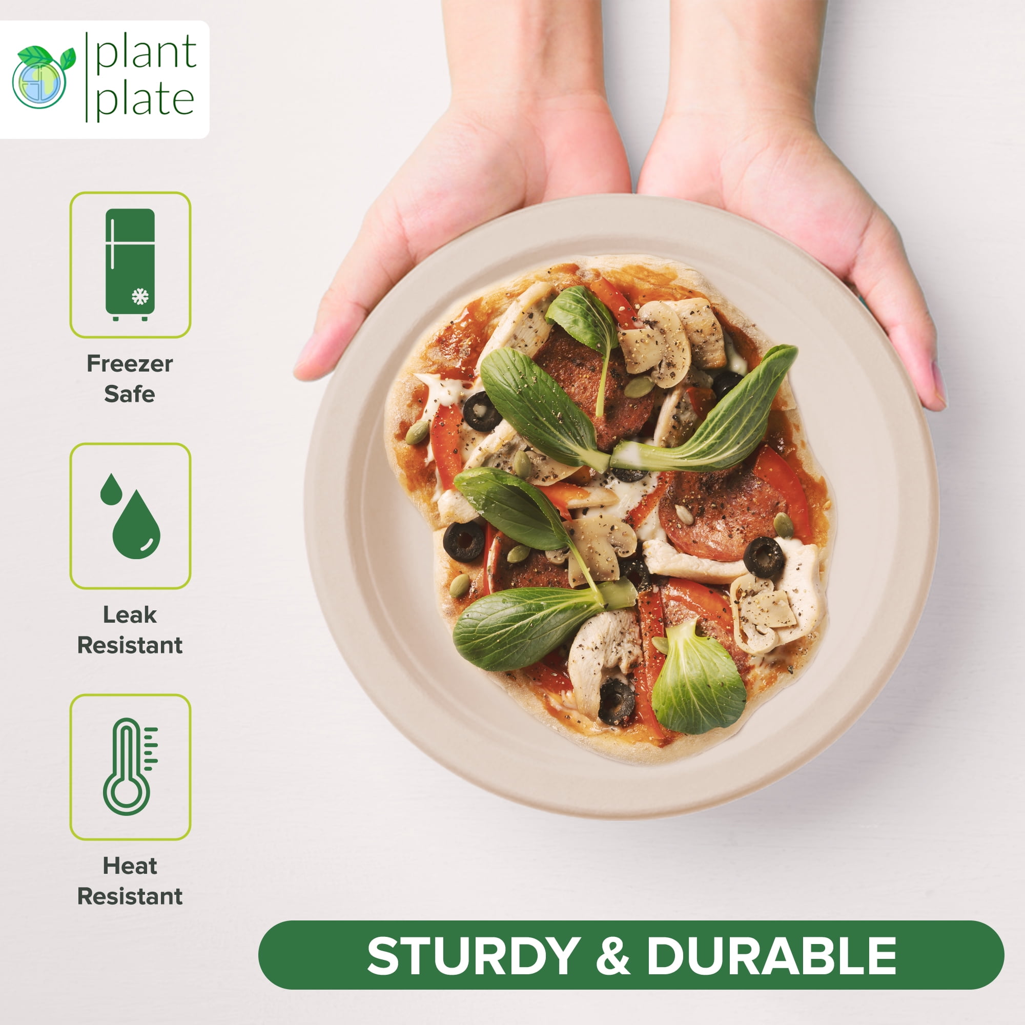 Plant Plate Everyday Solid Print Disposable Paper Plates, 10 Inch, 150 Count