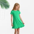 thumbnail image 5 of Ruyang Girls Short Sleeve Dress Crew Neck Ruffled Hem A Line Dress Solid Loose Fit Lightweight Casual Sporty Dresses for Kids Toddlers, 5 of 8
