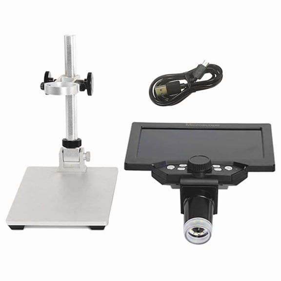 7 Inch LCD Digital Microscope 1200X Zoom, 12MP High-Resolution for Soldering & PCB Inspection,Continuous Magnification B