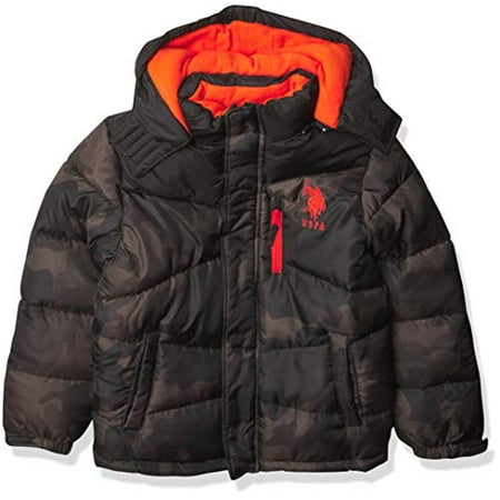 U.S. POLO ASSN. Boys Puffer Olive CAMO BK 4 Walmart