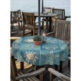 thumbnail image 2 of Outdoor Tablecloth with Umbrella Hole for Patio/Picnic/Party/Camping, Vintage Blue Coastal Waterproof Table Cloth Round Cover Washable, Starfish Shell Coral Palm Trees Conch Retro (Dia 60"), 2 of 8