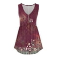 thumbnail image 5 of up to 60% off Gifts Usmixi Womens Tank Tops Beach Lightweight Fashion High Waist Pleated Hem Tunic Shirts Vest Summer Trendy Floral V-Neck Sleeveless Shirts Blouse Wine s, 5 of 6