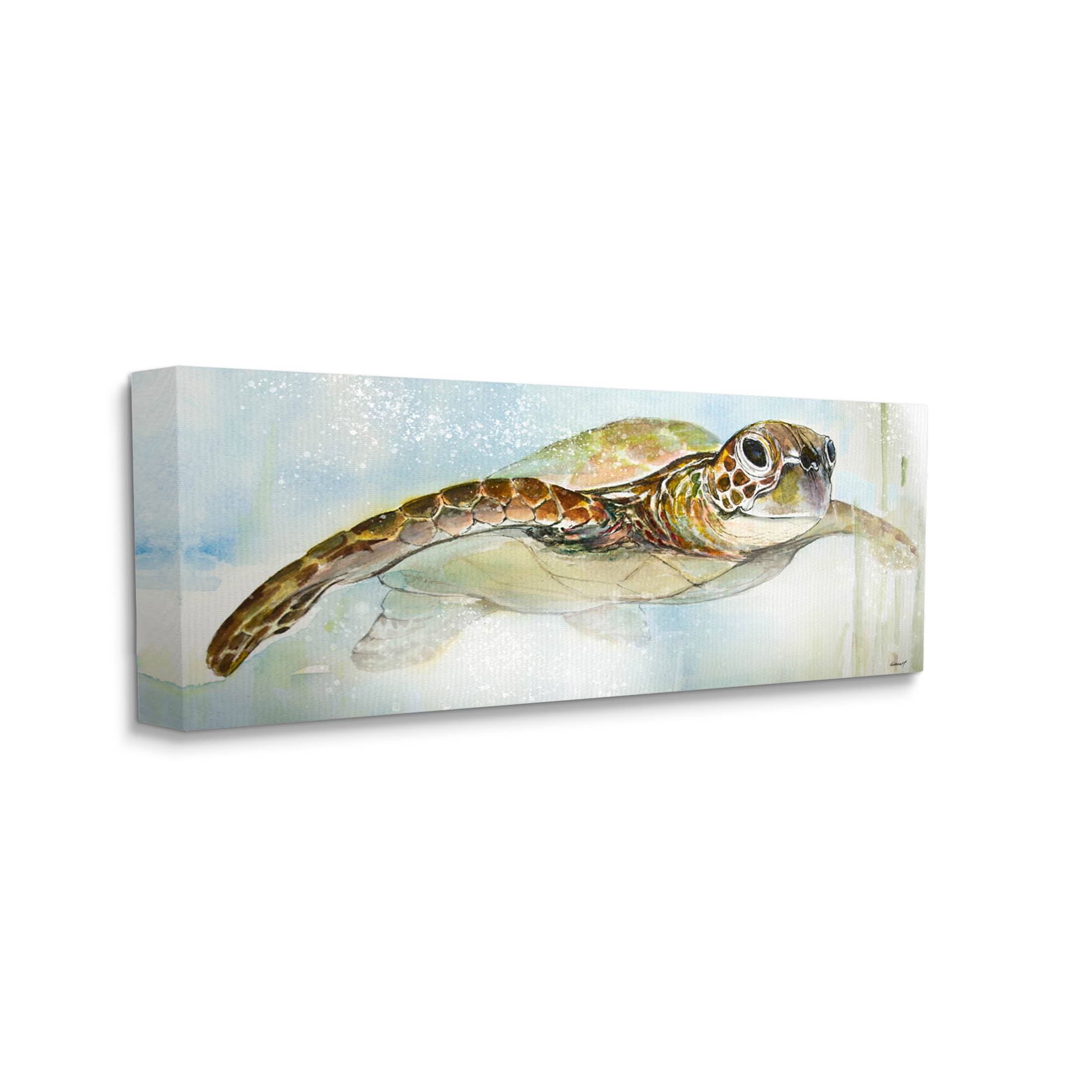 Stupell Industries Peaceful Sea Turtle Swimming Graphic Art Gallery Wrapped Canvas Print Wall Art, Design by Diannart
