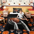 thumbnail image 2 of Erosebridal Boys Basketball Twin Comforter Sets, Sport Bedding Set for Kids and Teens, Black Reversible 2pcs, 1 Comforter and 1 Pillowcase, 2 of 6