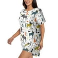 thumbnail image 3 of Womens Pajama Sets With Pocket, moose fores trees cartoon Lounge Sets Short Sleeve Sleepwear PJ Sets for Women, 3 of 6